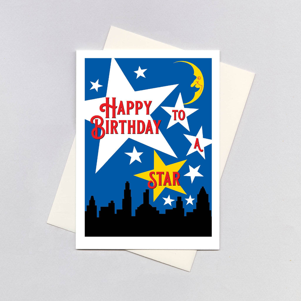 Stars and Moon - Birthday Greeting Card