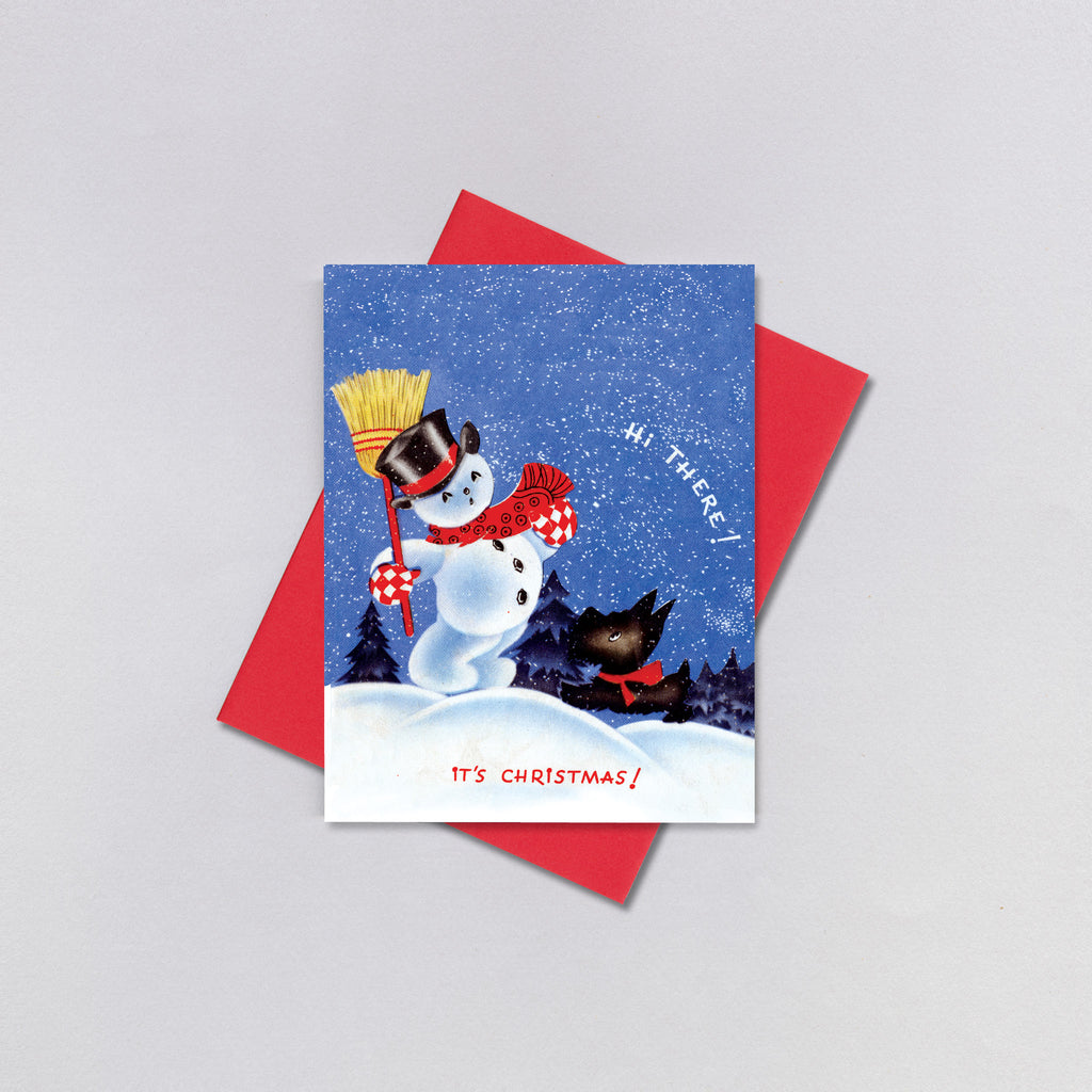 Snowman and Scottie - Christmas Greeting Card
