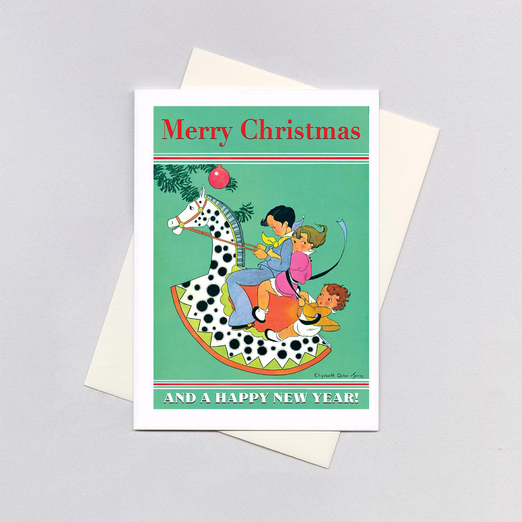 Kids on Rockinghorse - Christmas Greeting Card