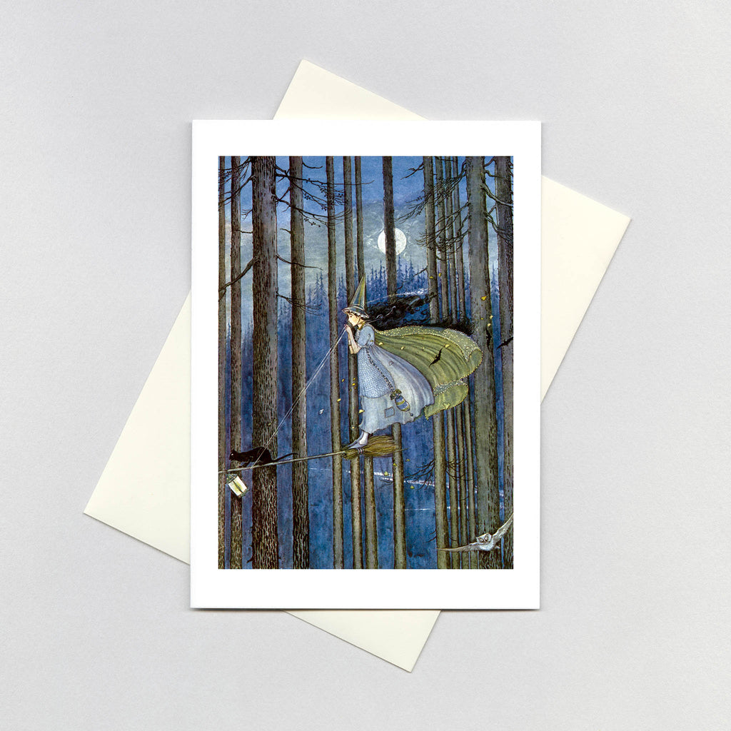 Witch On Her Broomstick - Fairies Greeting Card