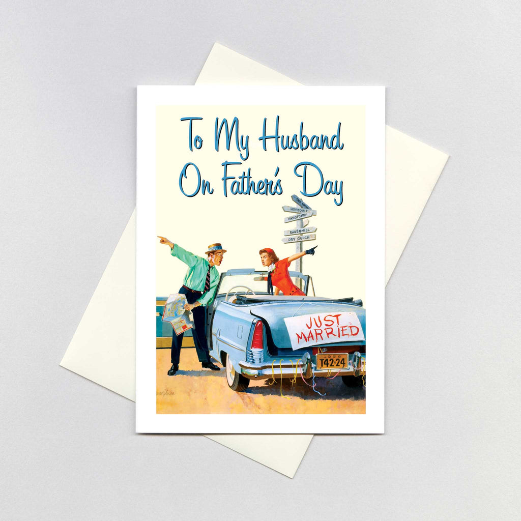Young Couple in a Car - Father's Day Greeting Card