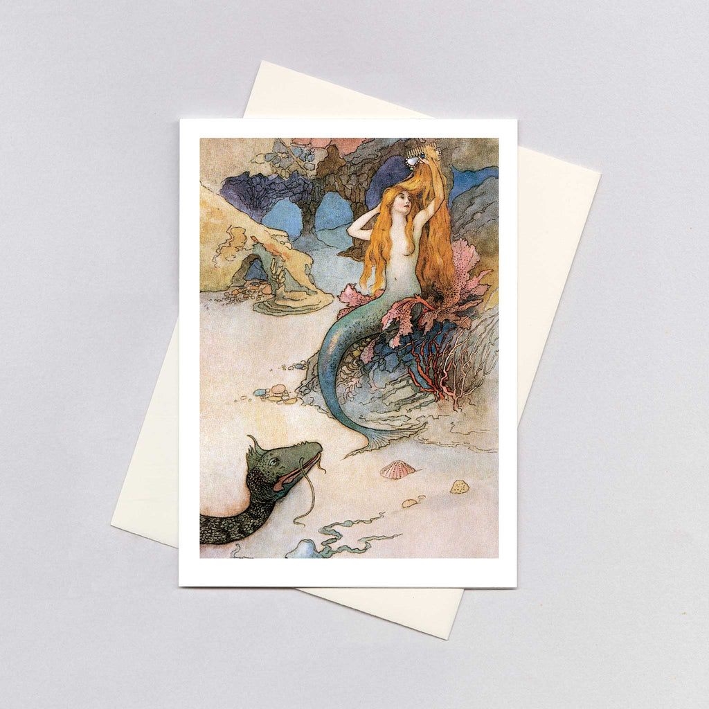 A Mermaid Brushing Her Hair - Mermaids Greeting Card