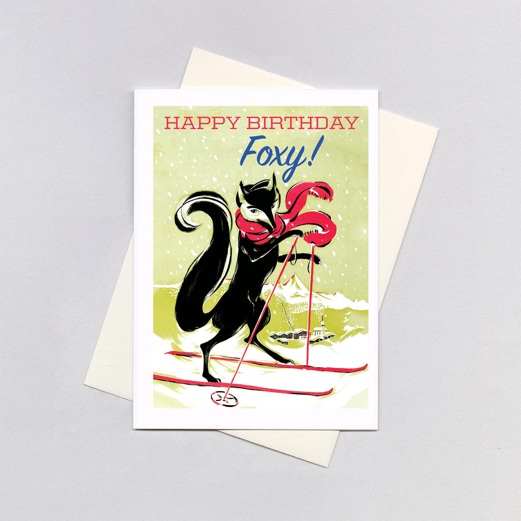 Fox on Skis - Birthday Greeting Card