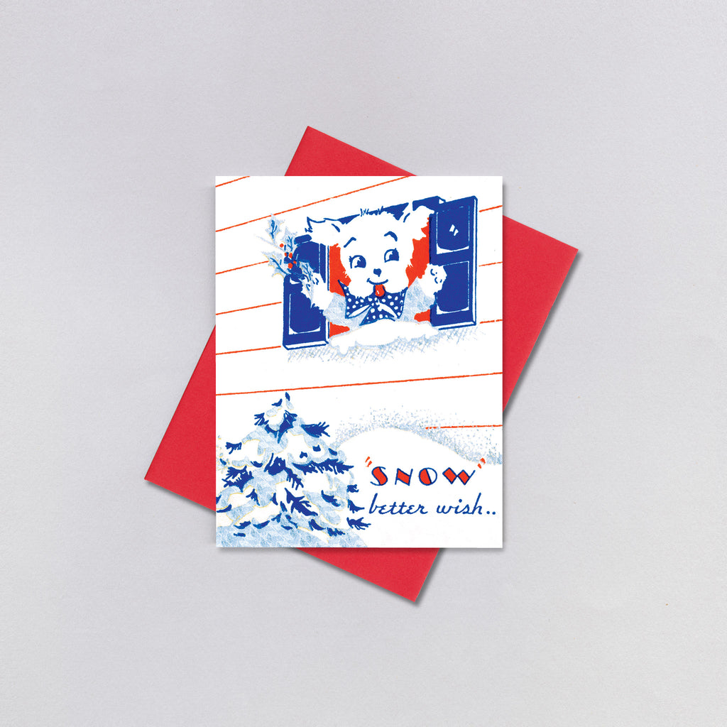 Dog at Window - Christmas Greeting Card