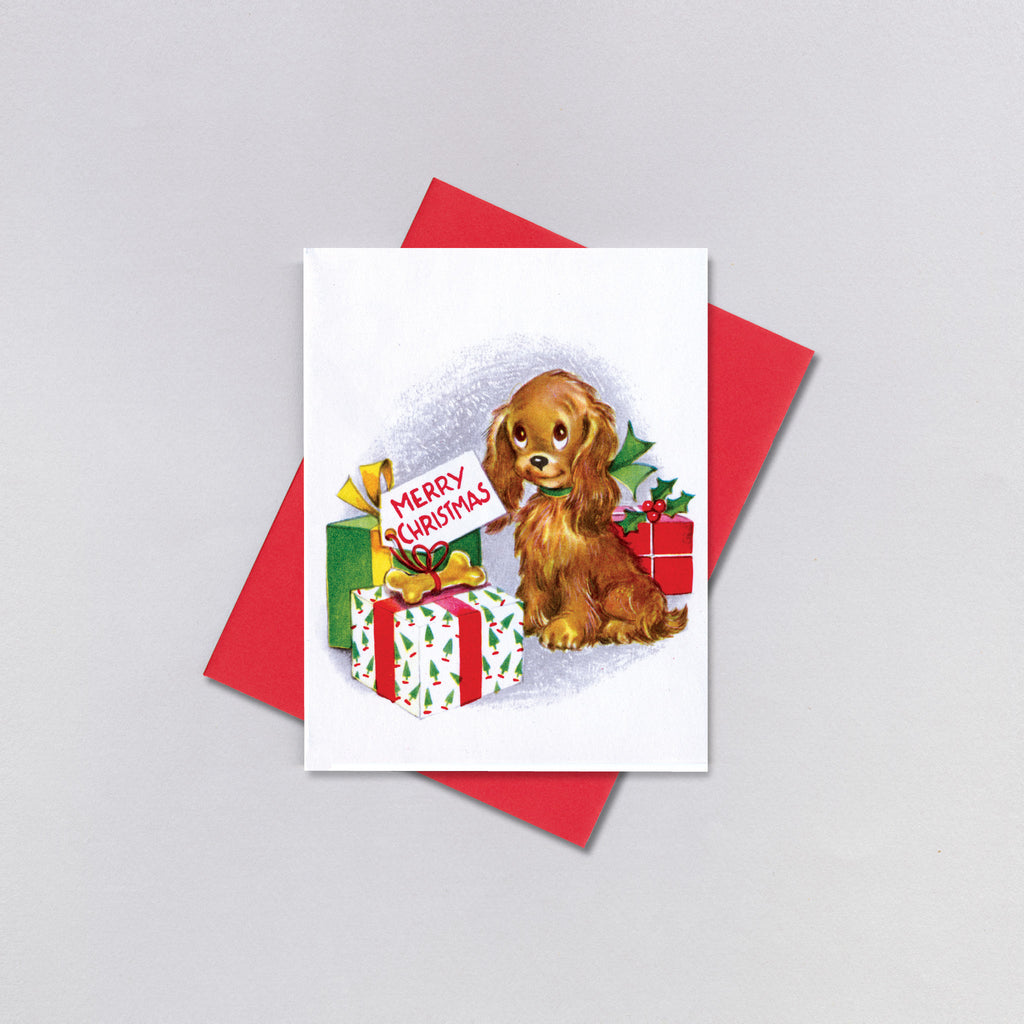 Spaniel with Presents - Christmas Greeting Card