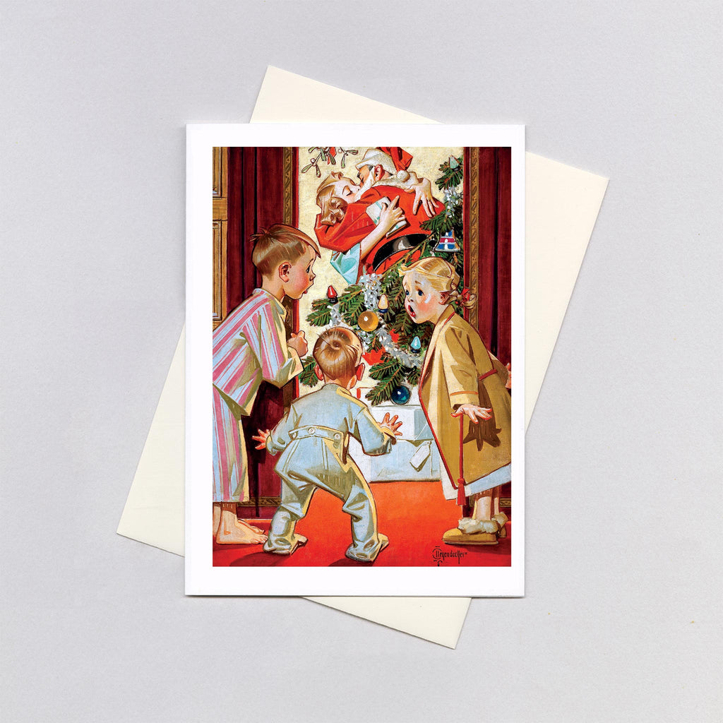 Mommy Kissing Santa Claus - Christmas Greeting Card