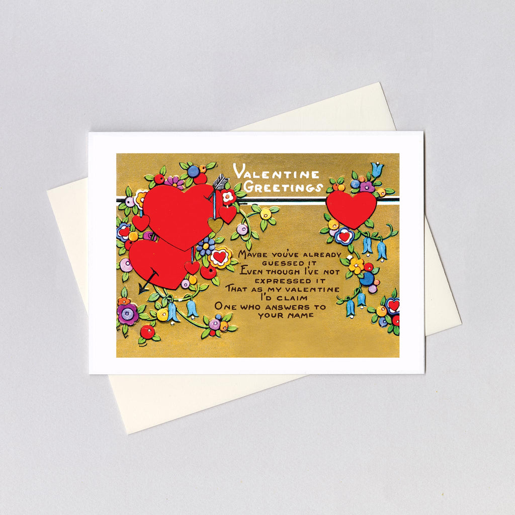 Red Hearts & Flowers - Valentine's Day Greeting Card