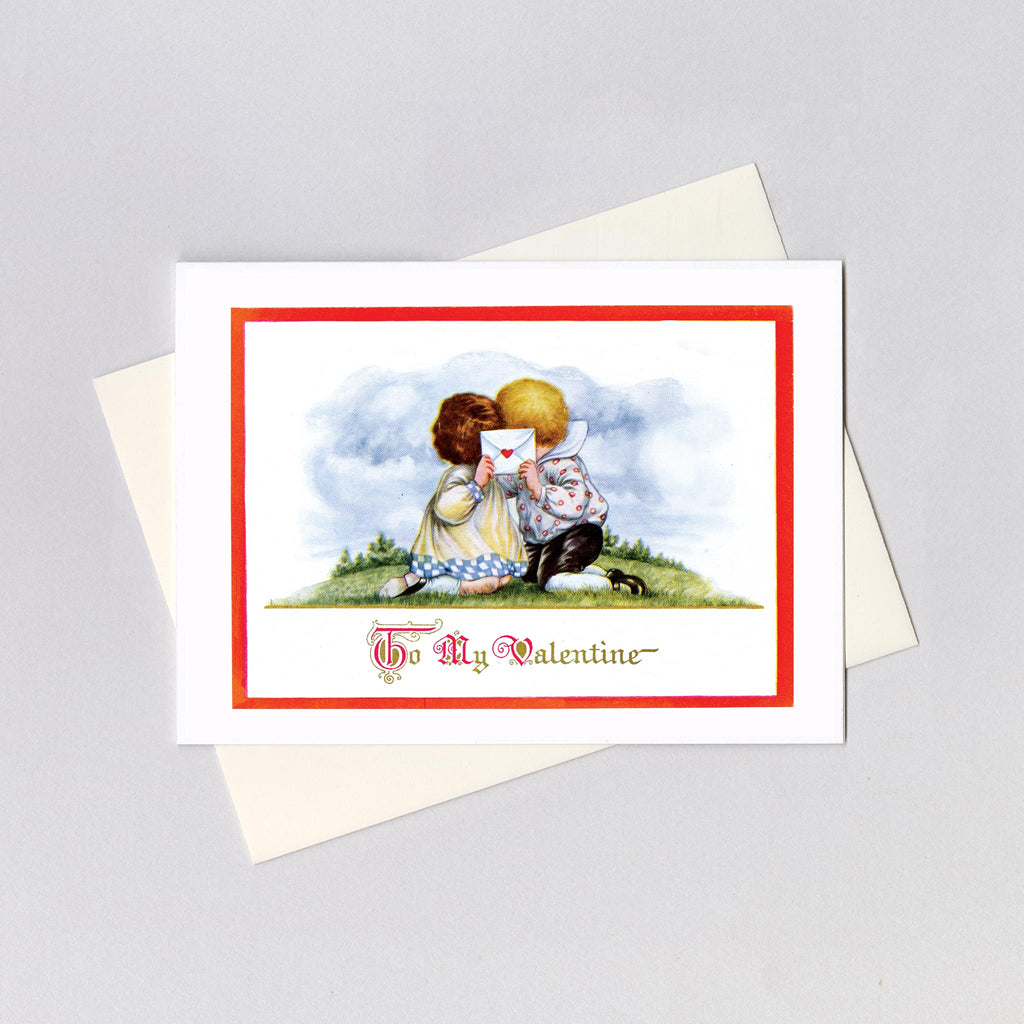 Children Hiding Behind a Letter - Valentine's Day Greeting Card