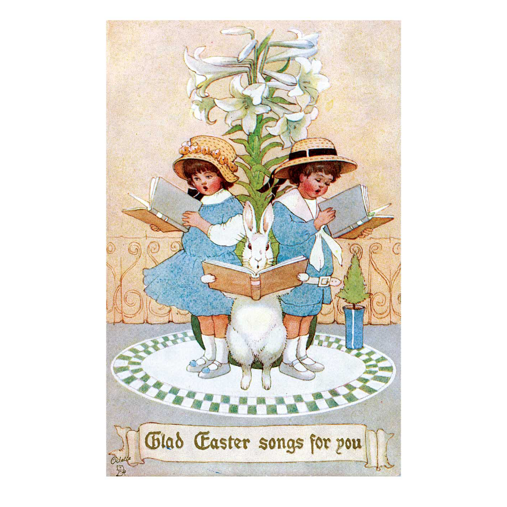 Children & Rabbit singing - Easter Greeting Card