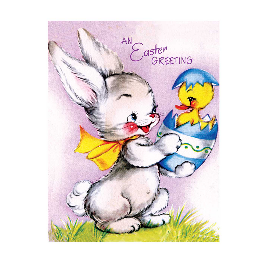 Bunny Painting a Tulip - Easter Greeting Card
