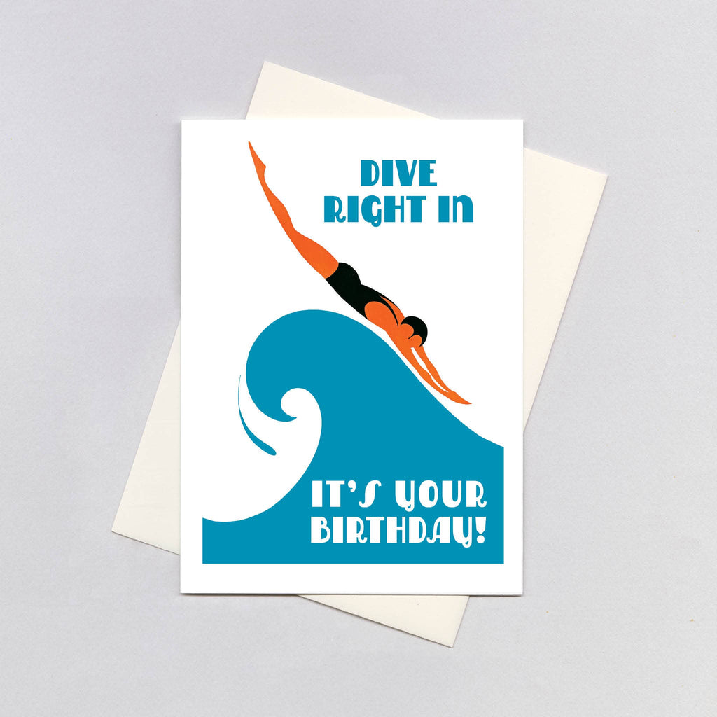 Diving Lady - Birthday Greeting Card
