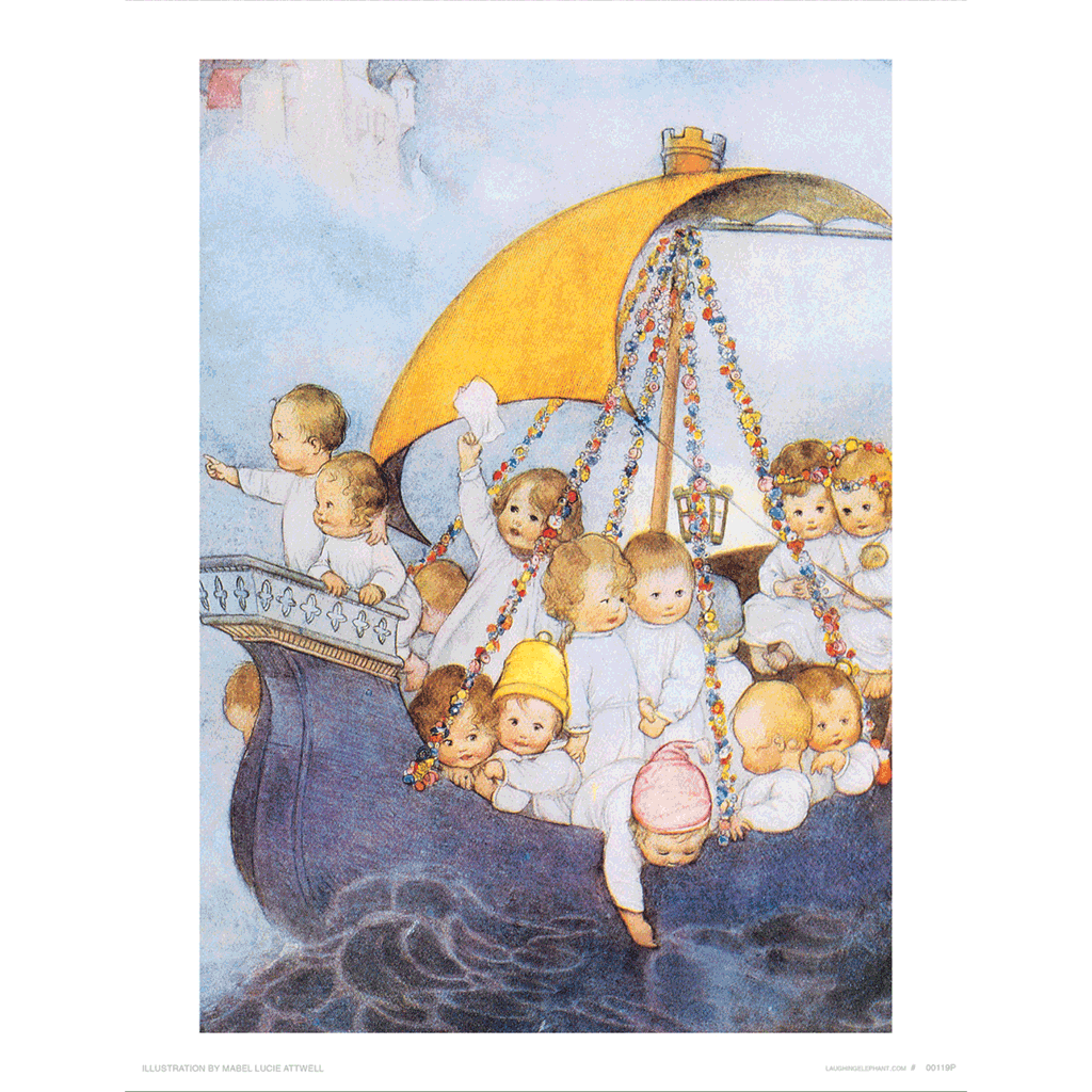 Babies on Sailboat - Baby Art Print