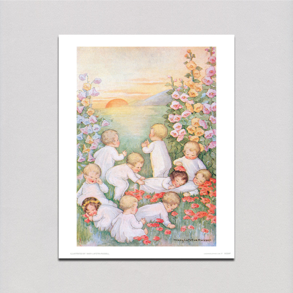 Babies Playing in Field - Baby Art Print