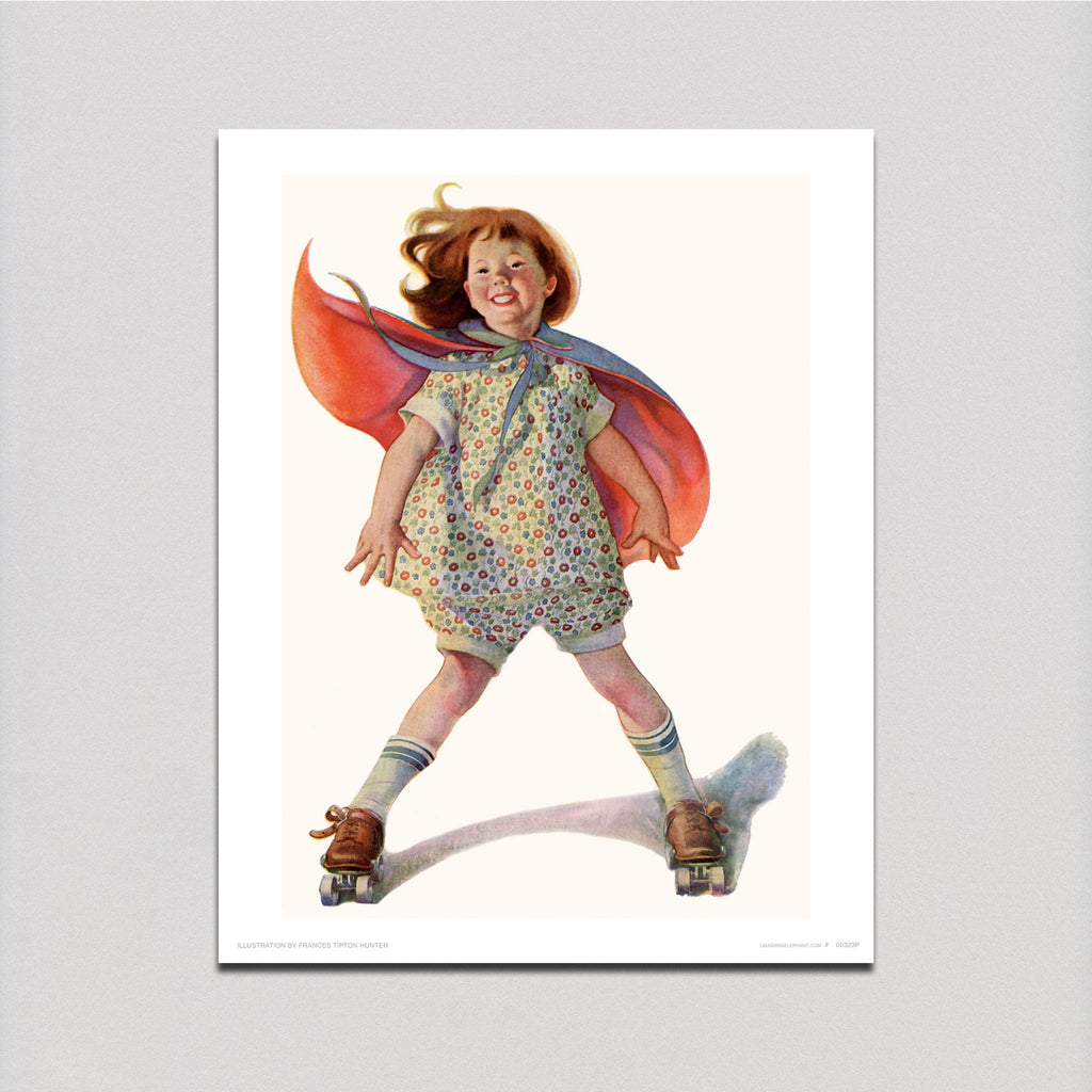 A Girl Roller Skating - Children Art Print