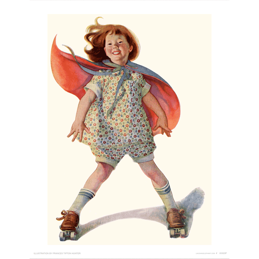 A Girl Roller Skating - Children Art Print