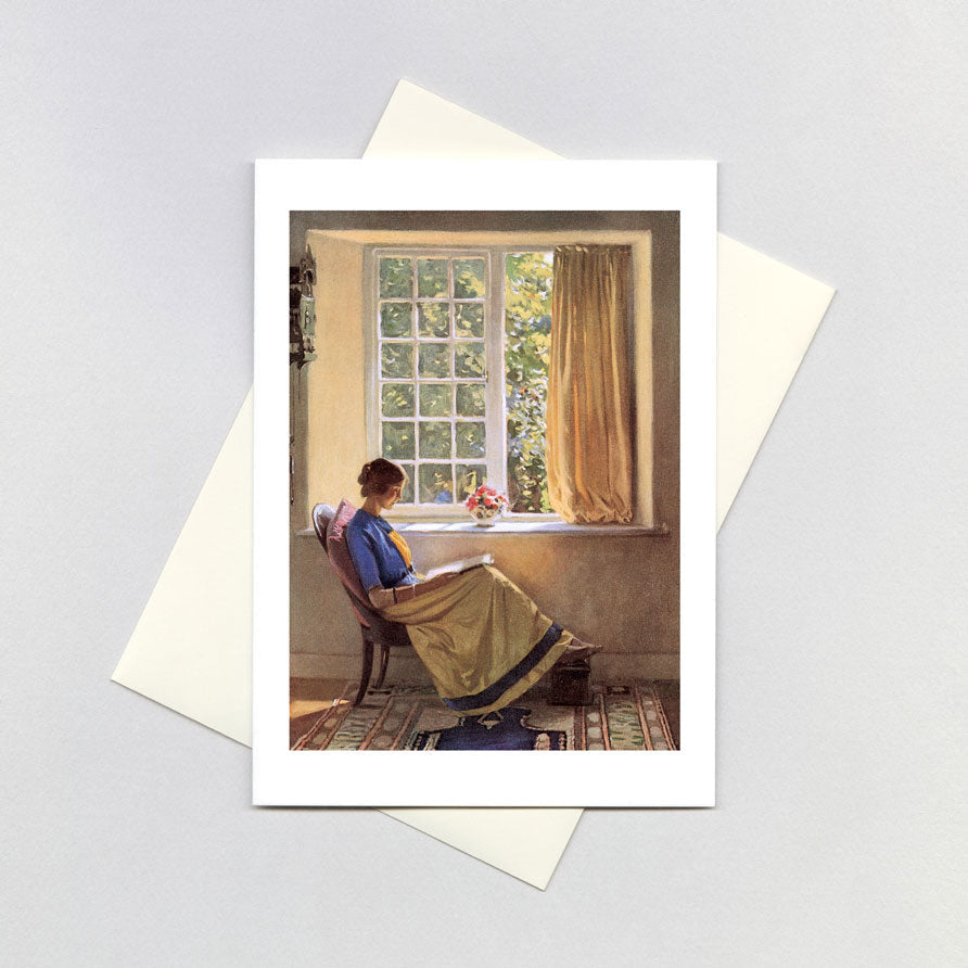 Woman Reading at Window - Women Greeting Card