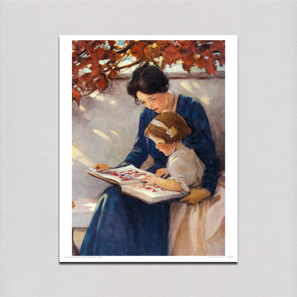 Young Woman and Girl Reading - Jessie Willcox Smith Art Print
