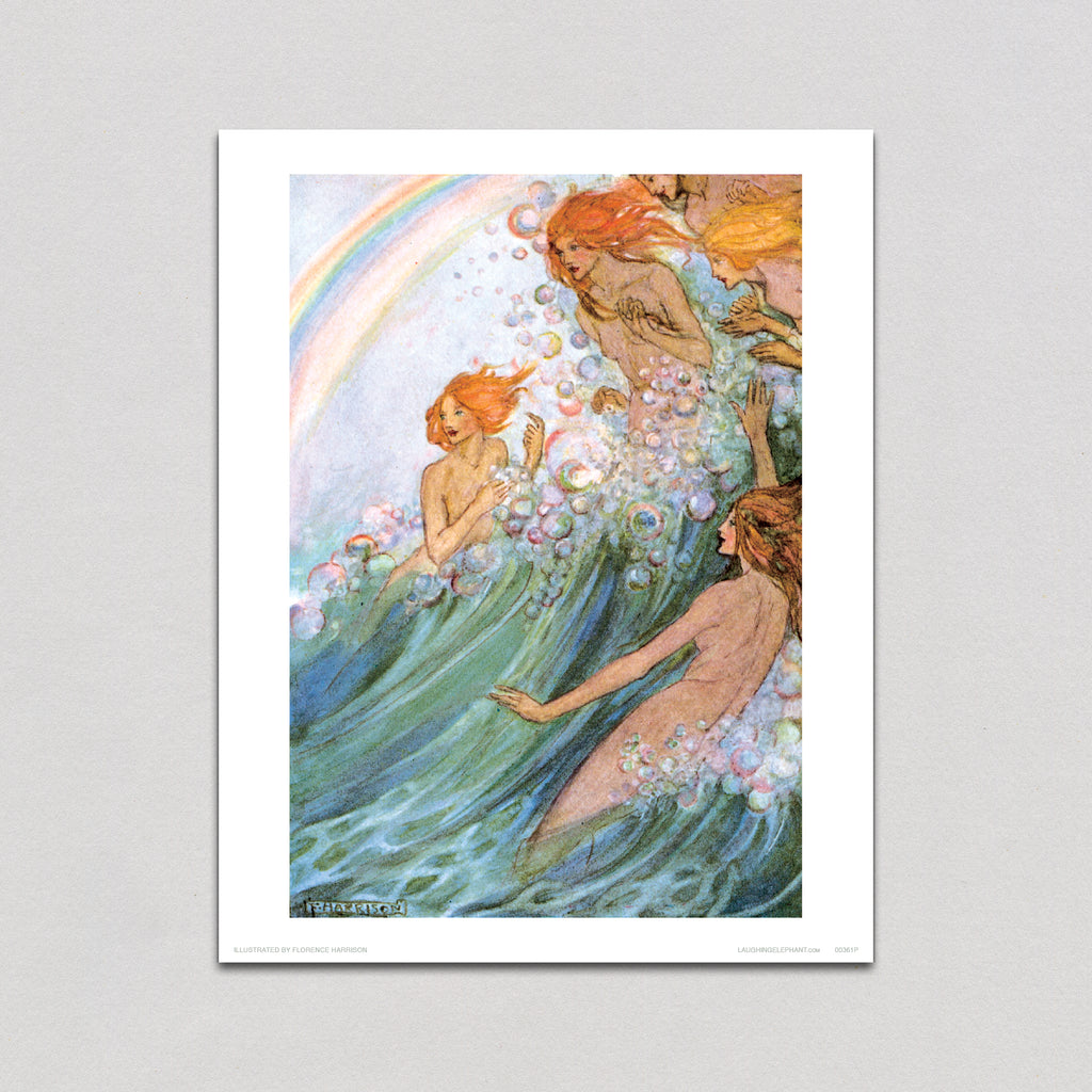 Mermaids and a Rainbow - Mermaids Art Print