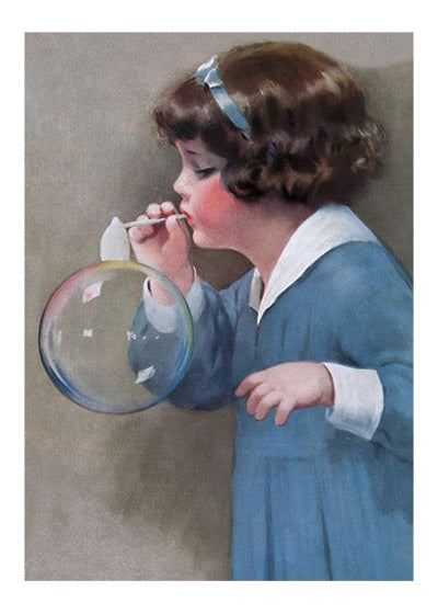Girl Bubble Blower - Birthday Greeting Card