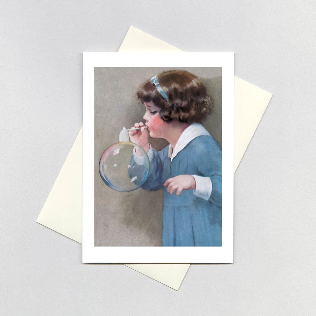 Girl Bubble Blower - Birthday Greeting Card