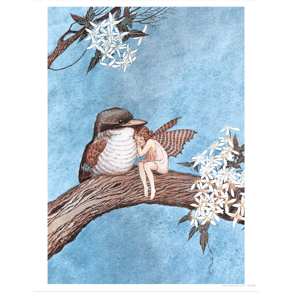 A Fairy and a Bird Embracing - Fairies Art Print