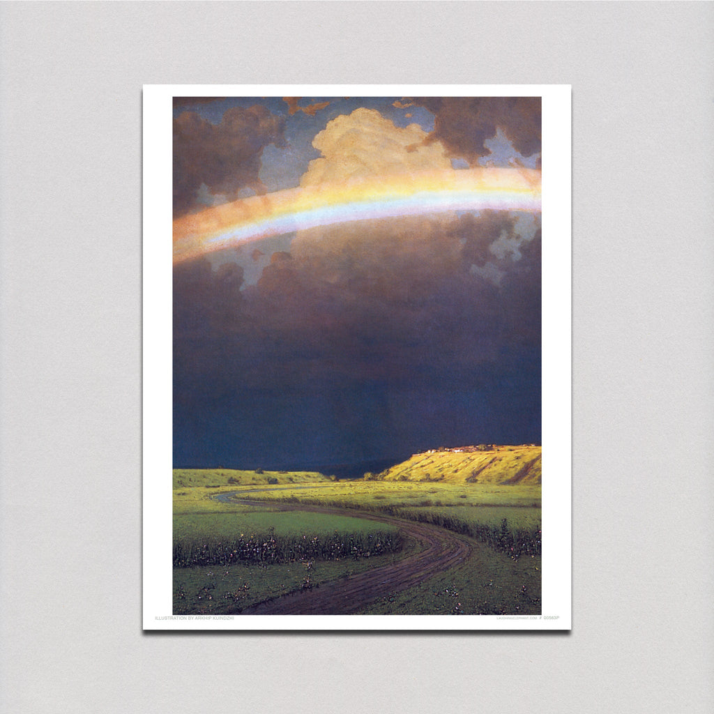 Rainbow Over Green Field - Nature's Beauty Art Print