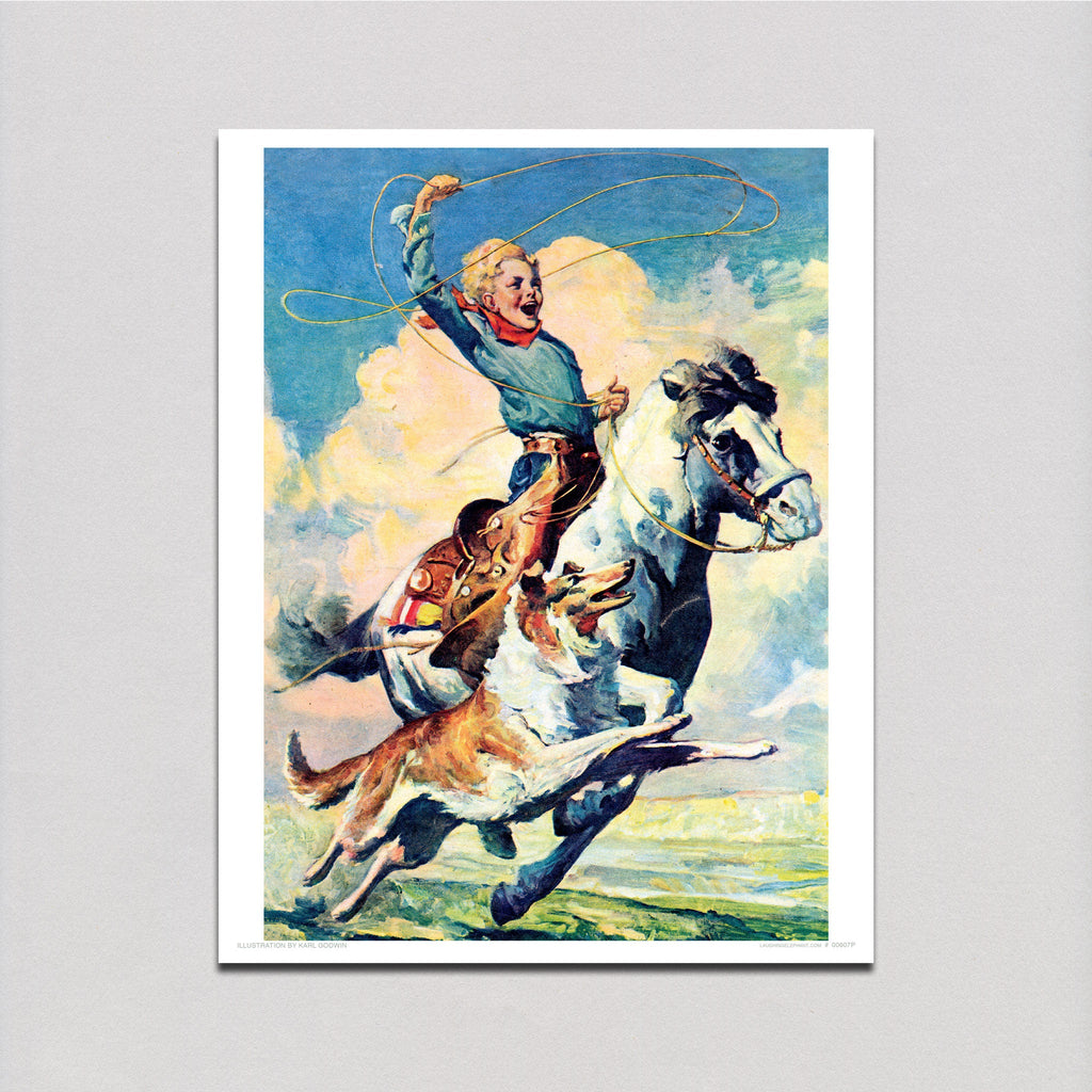 A Boy Riding a Horse - Children Art Print