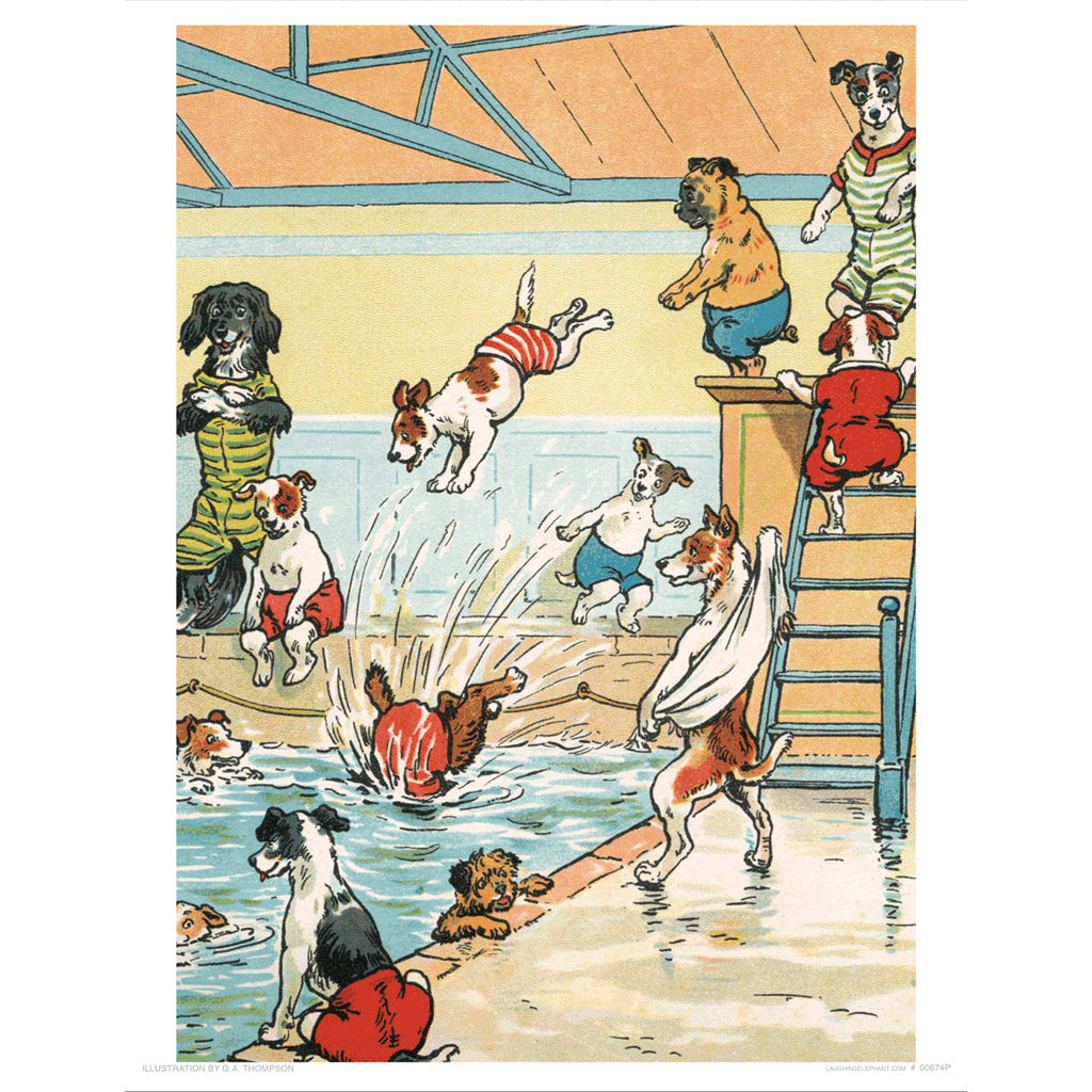 Swim Party! - Delightful Dogs Art Print