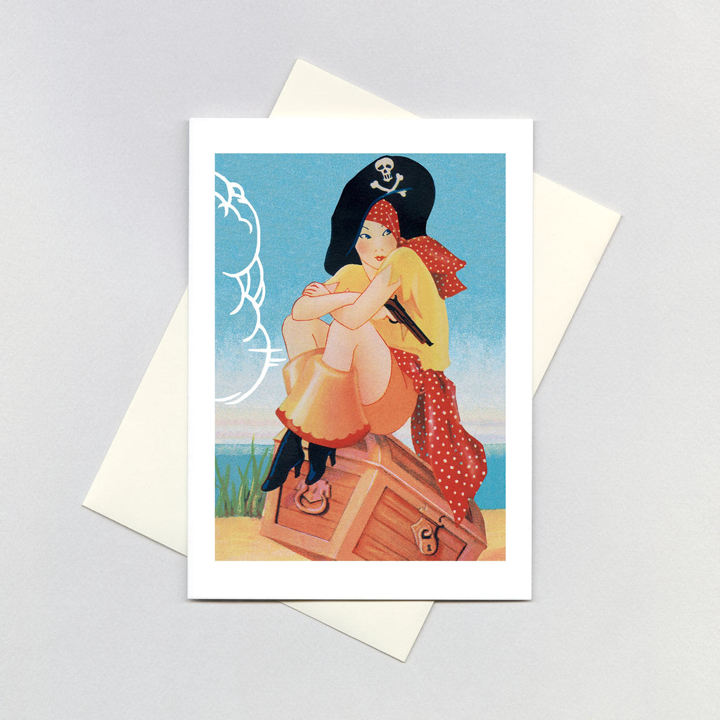 Jaunty Pirate Woman - Birthday Greeting Card