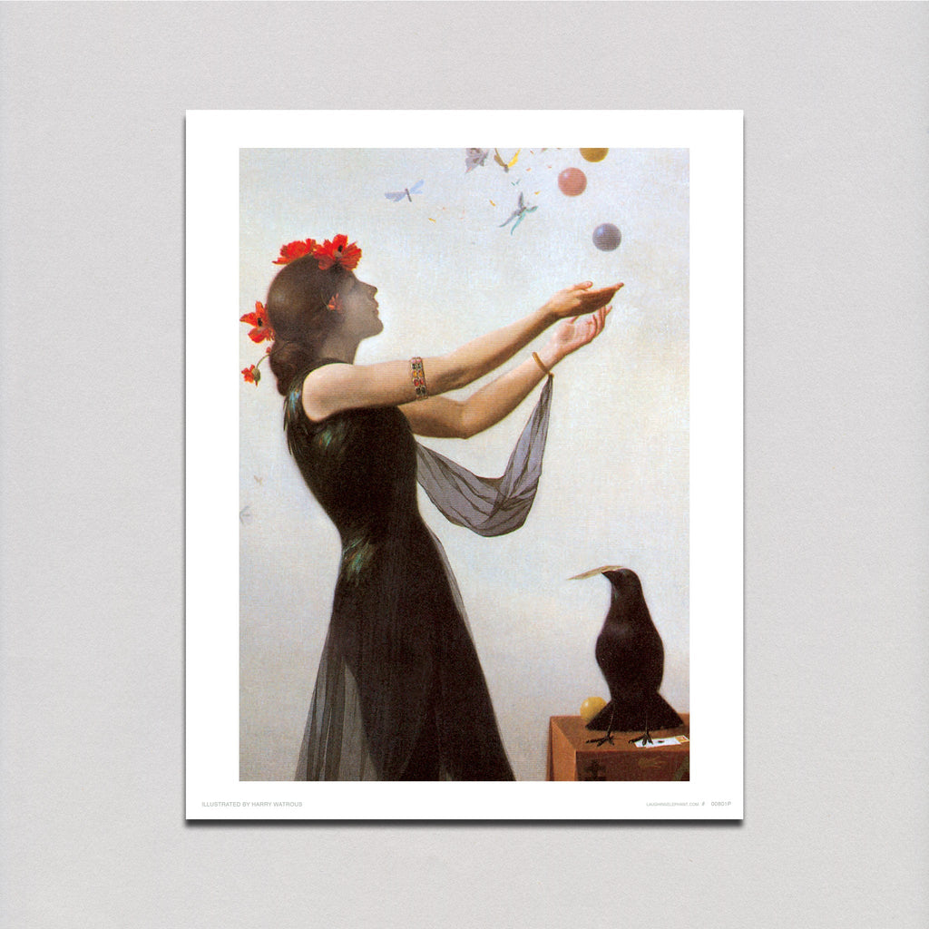Enchantress With Raven - Women Art Print