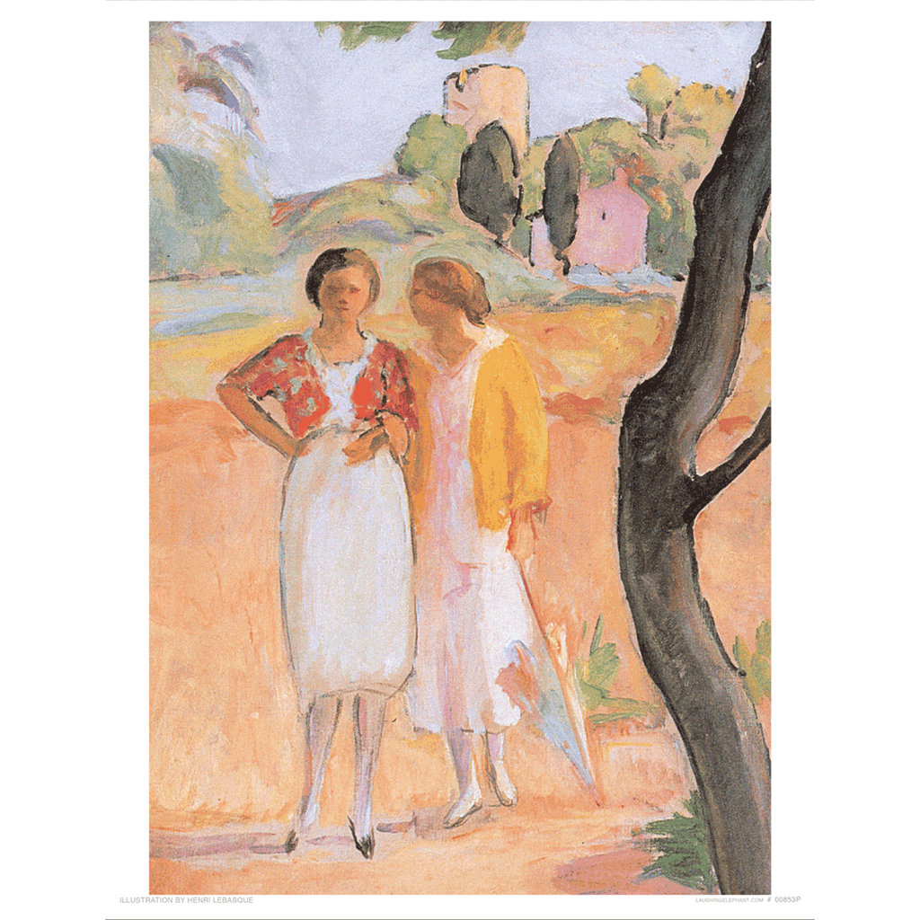 Two Women Walking - Women Art Print
