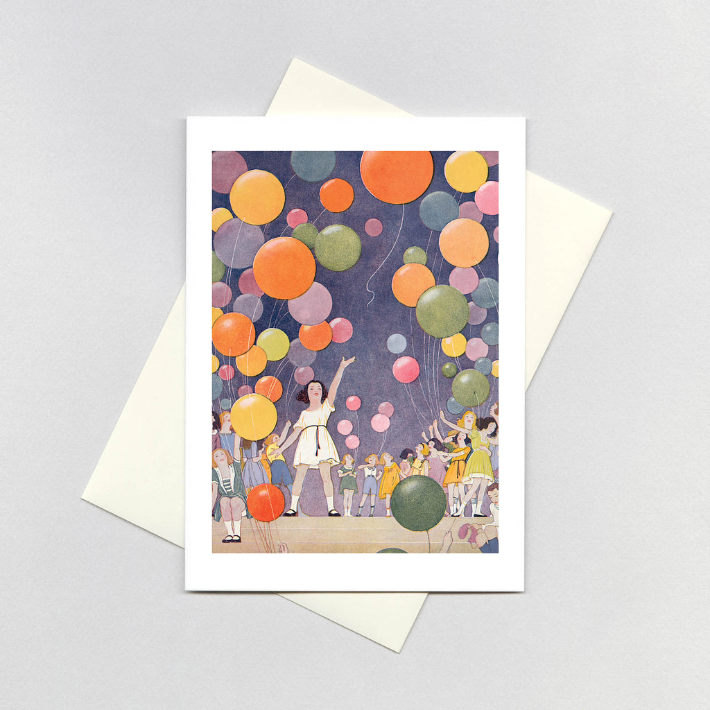 Girls With Balloons - Celebration Greeting Card