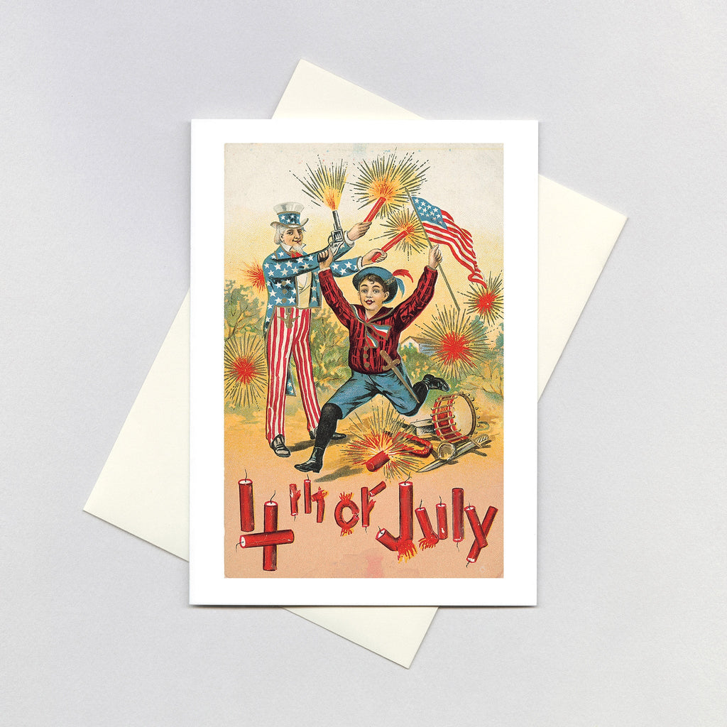Patriot w/ Fireworks - 4th of July Greeting Card
