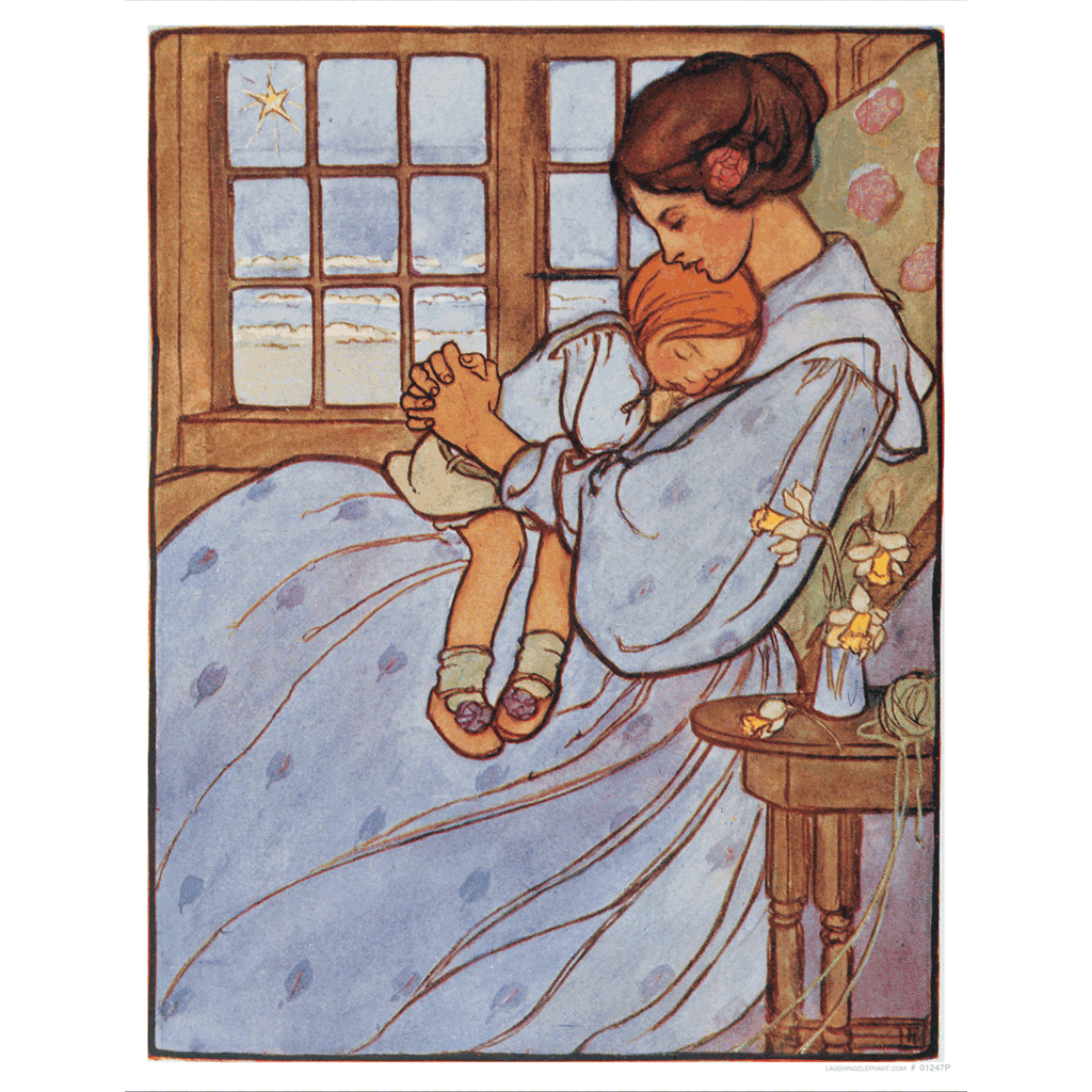 Snuggling With Mama - Family Art Print