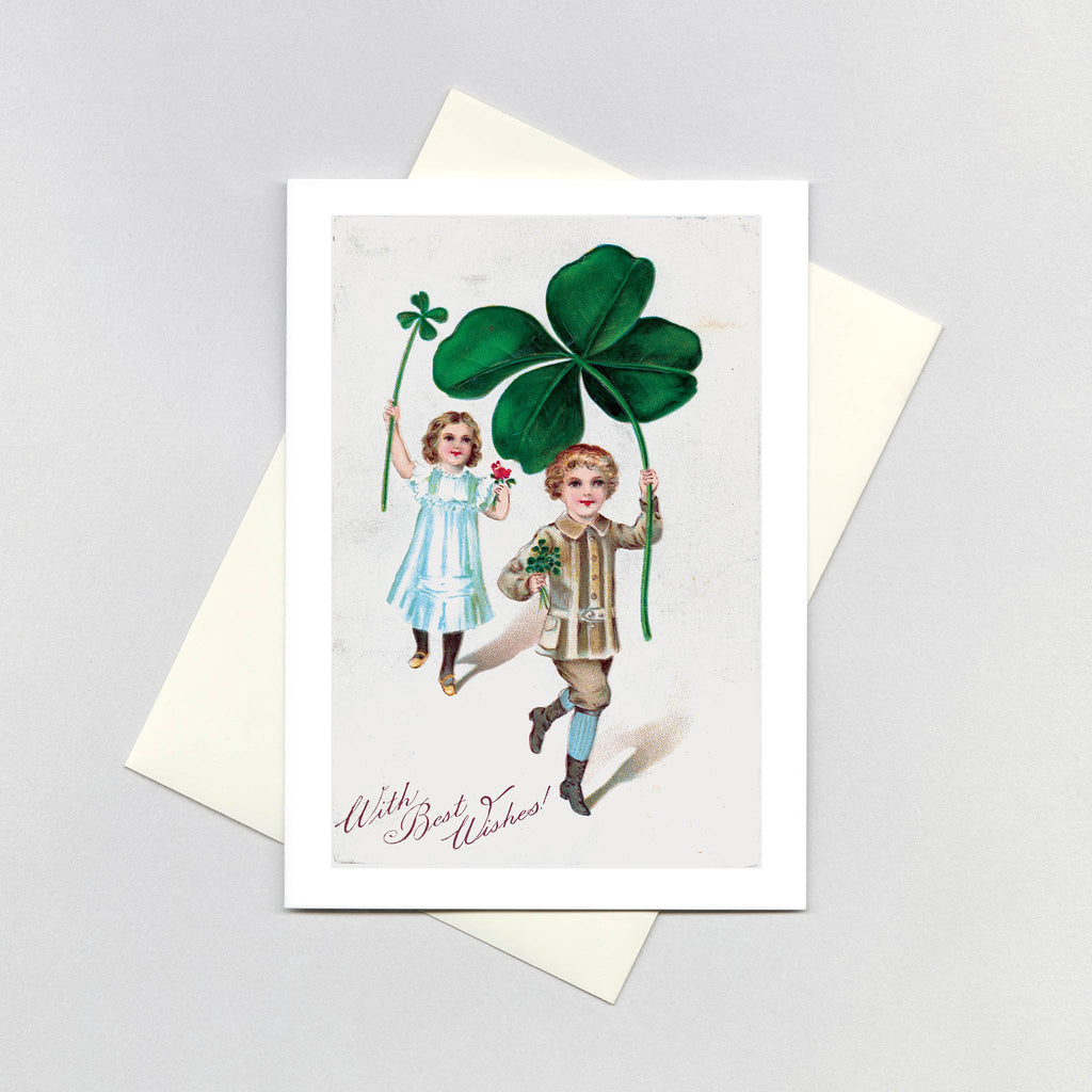 Children with Four Leaf Clovers - St. Patrick's Day Greeting Card