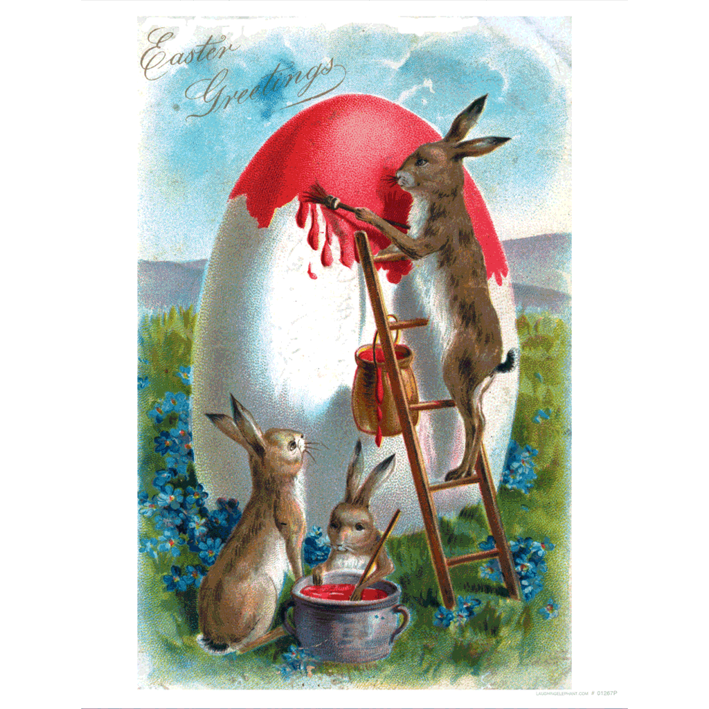 Rabbit On Ladder - Easter Art Print