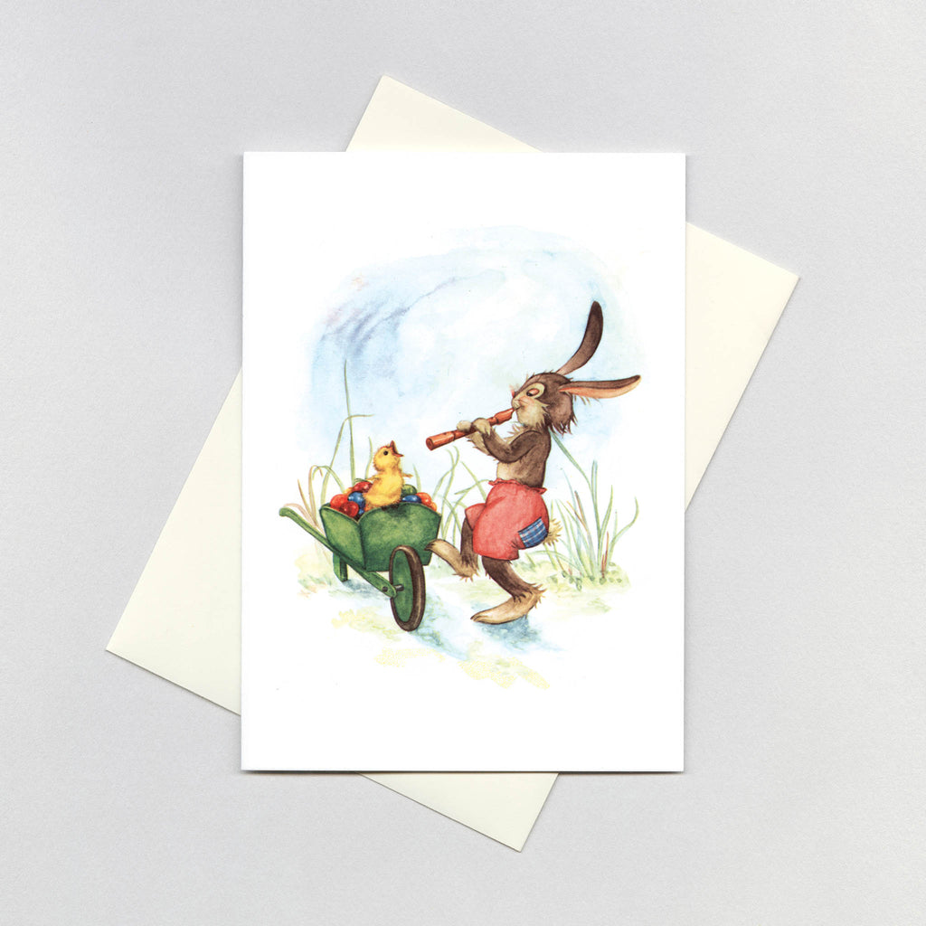 Rabbit Playing Flute - Easter Greeting Card