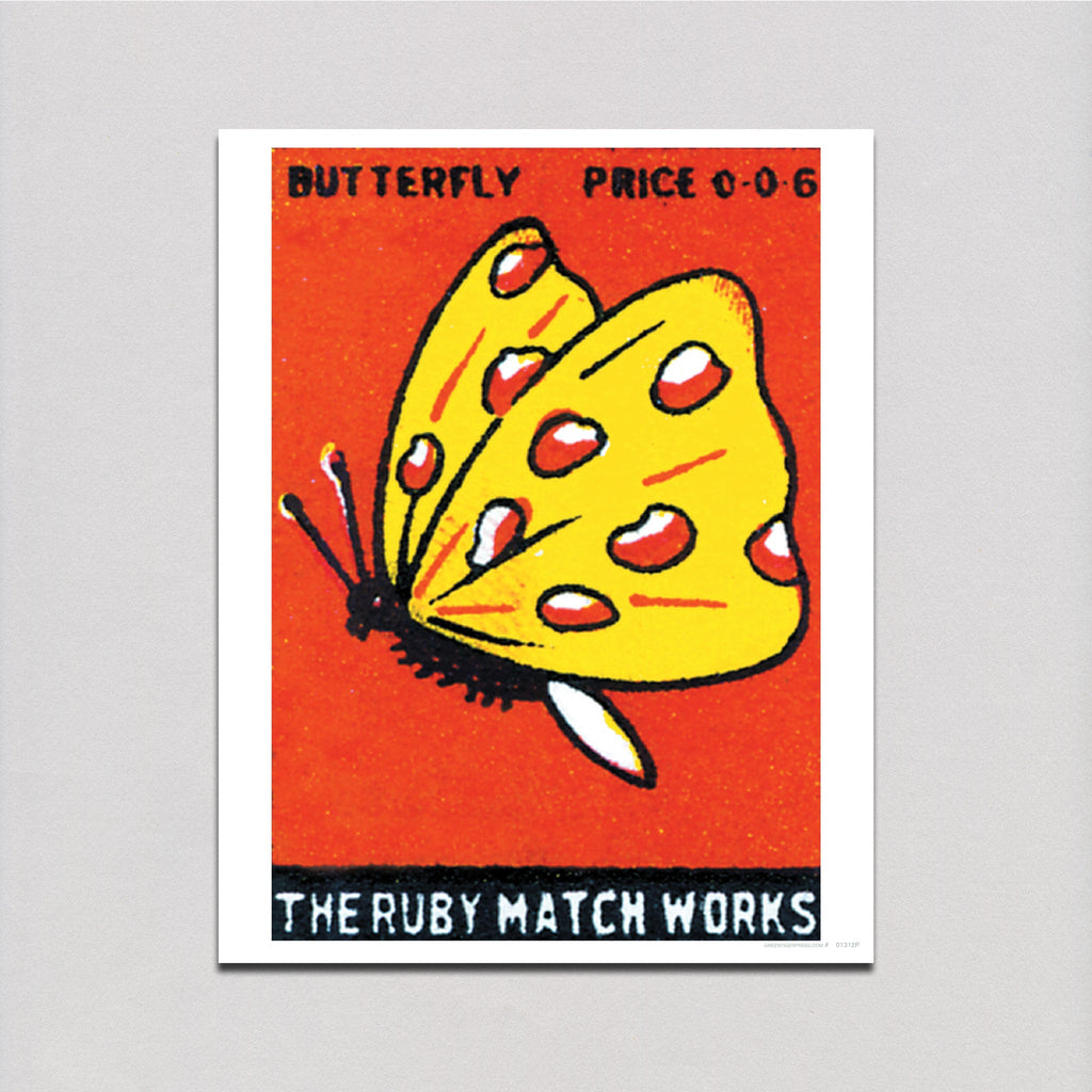 Butterfly Matchworks - Matchbox Labels Art Print
