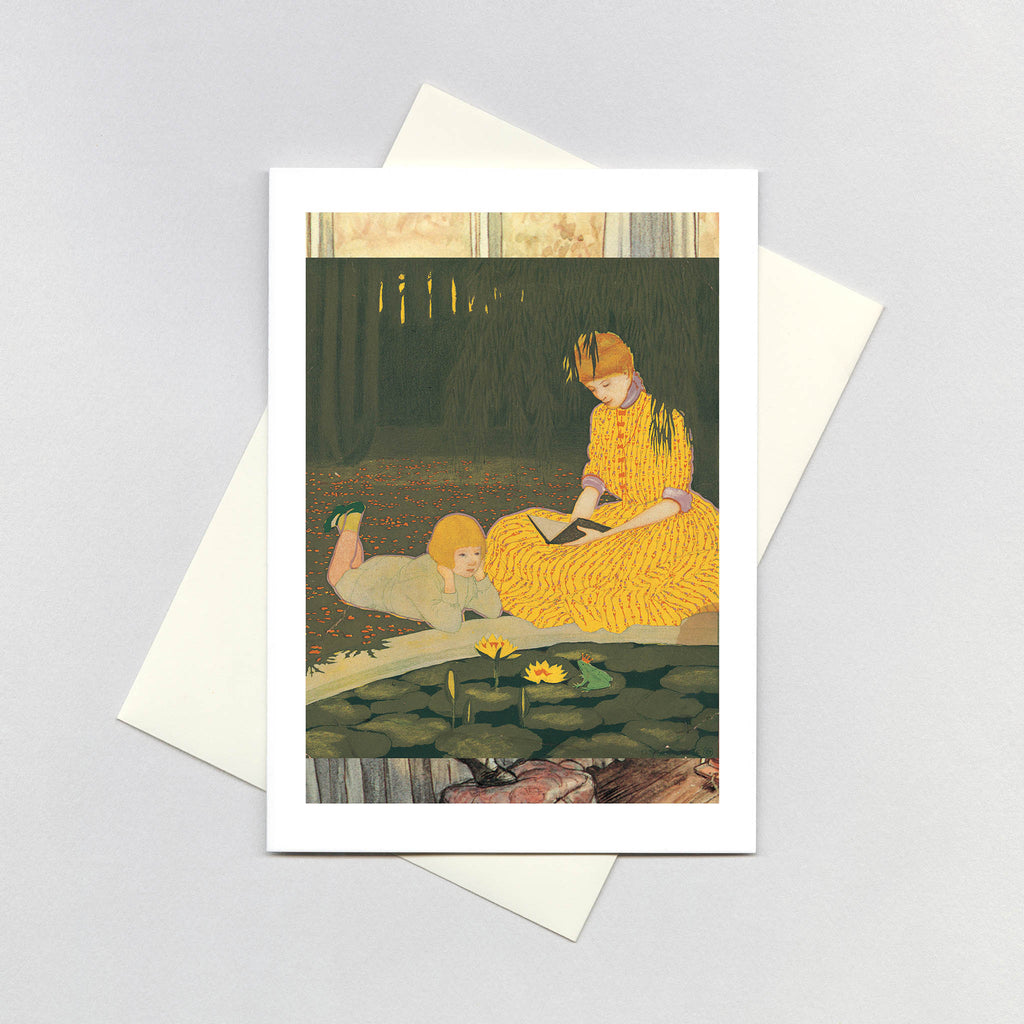 Reading By Pond - Books & Readers Greeting Card