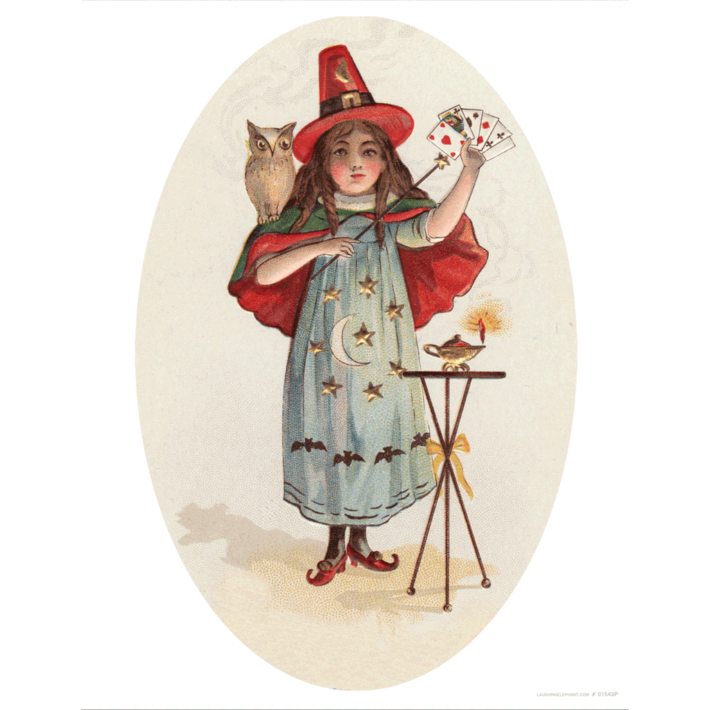 Witch With Playing Cards - Halloween Art Print