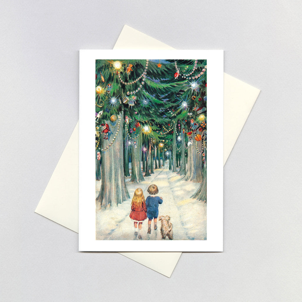 Children in a Christmas Forest - Christmas Greeting Card