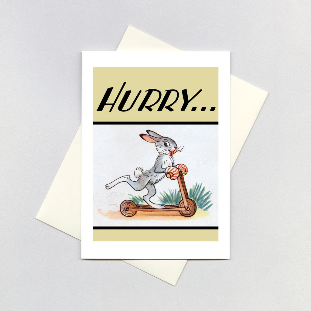 Rabbit Riding Scooter - Get Well Greeting Card