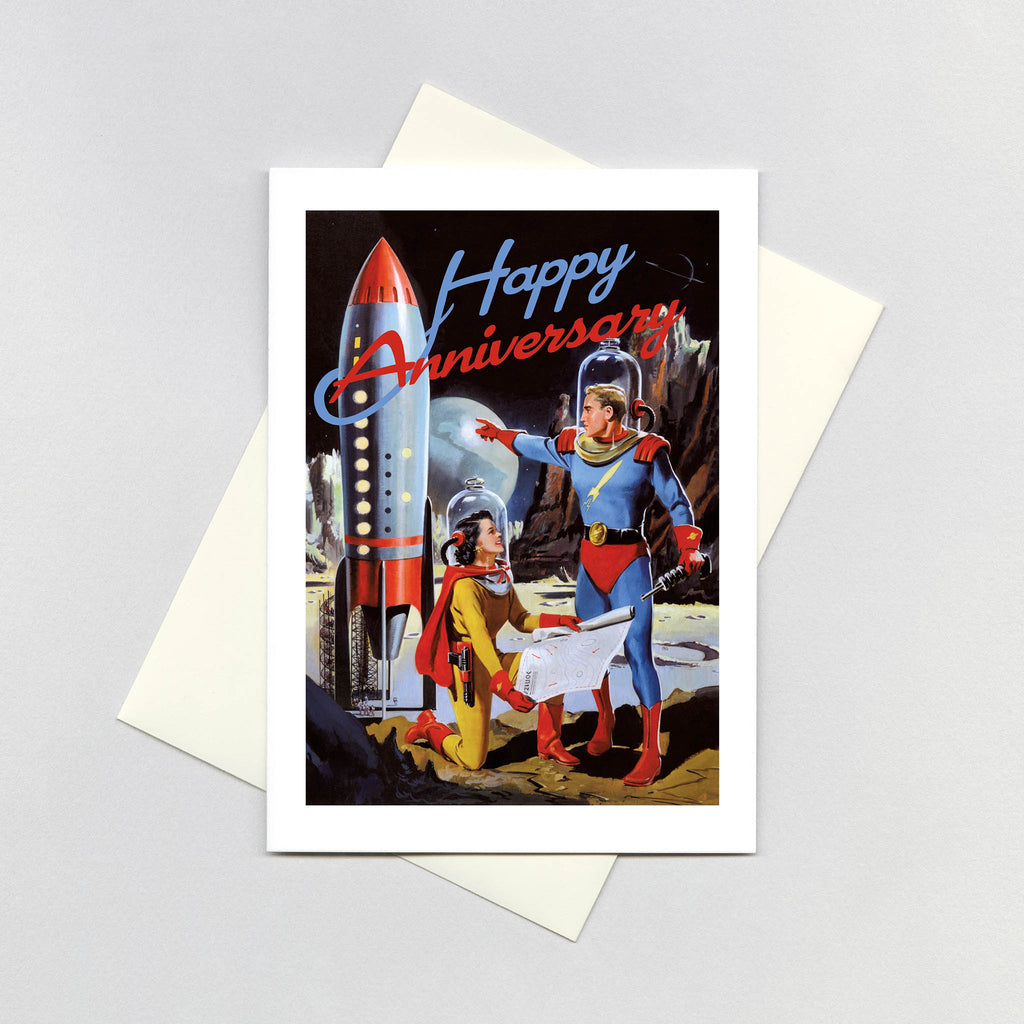 Man and Woman Astronauts - Anniversary Greeting Card