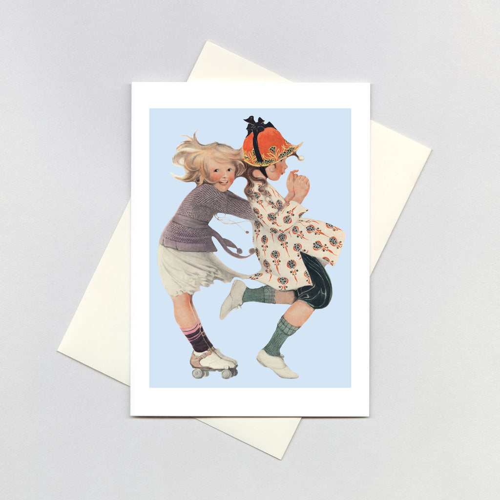 Girls Rollerskating - Friendship Greeting Card