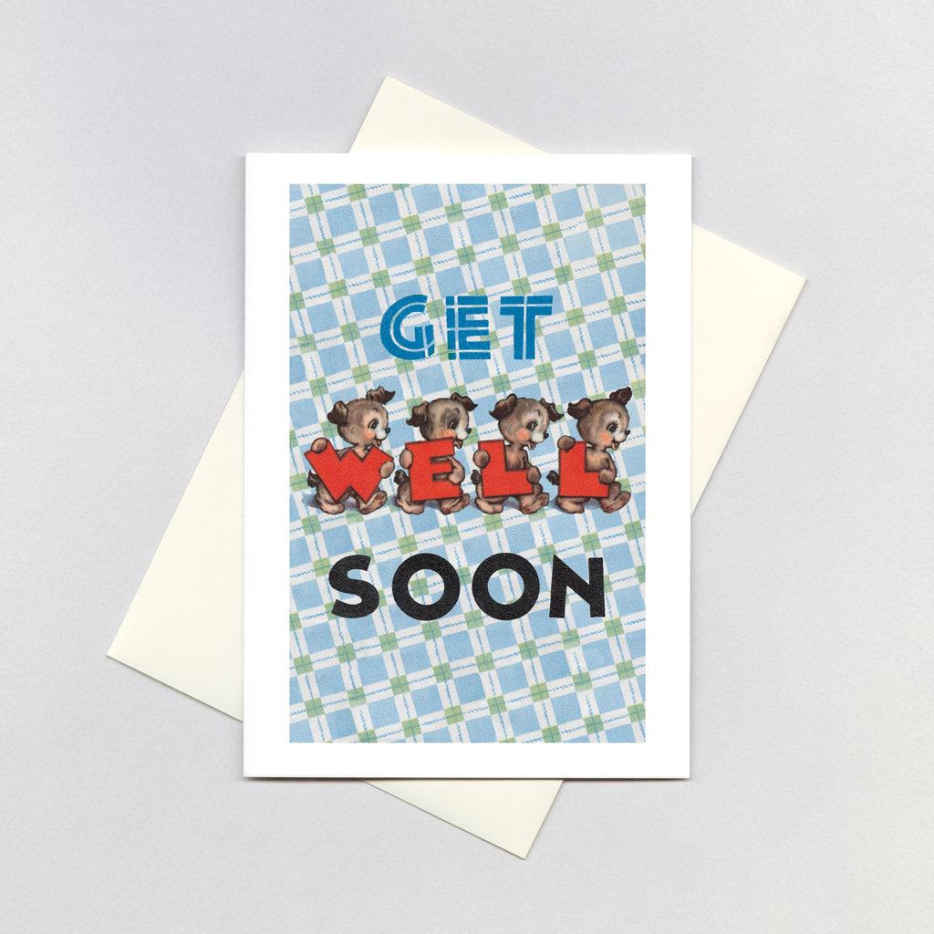 Little Dogs Sending Good Thoughts - Get Well Greeting Card