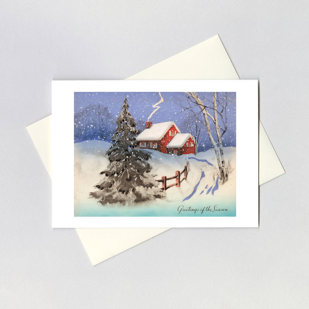 A House and Trees in Deep Snow - Christmas Greeting Card