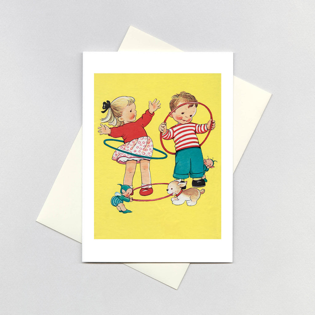 Children With Hula Hoops - Friendship Greeting Card