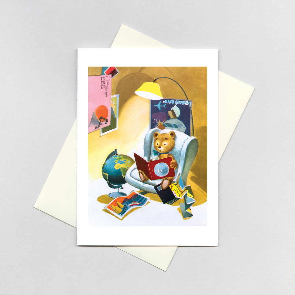 Teddy Bear in Armchair - Bon Voyage Greeting Card