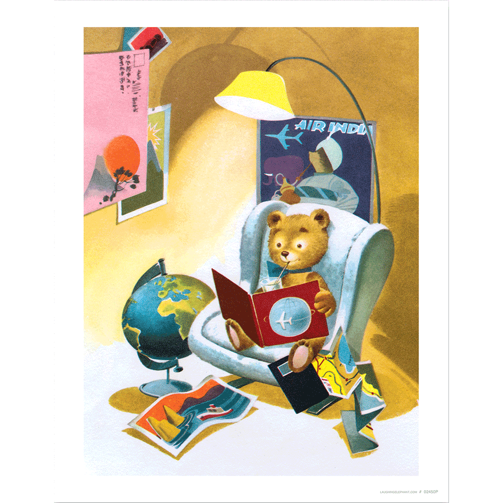 Teddy bear in armchair - Animal Friends Art Print