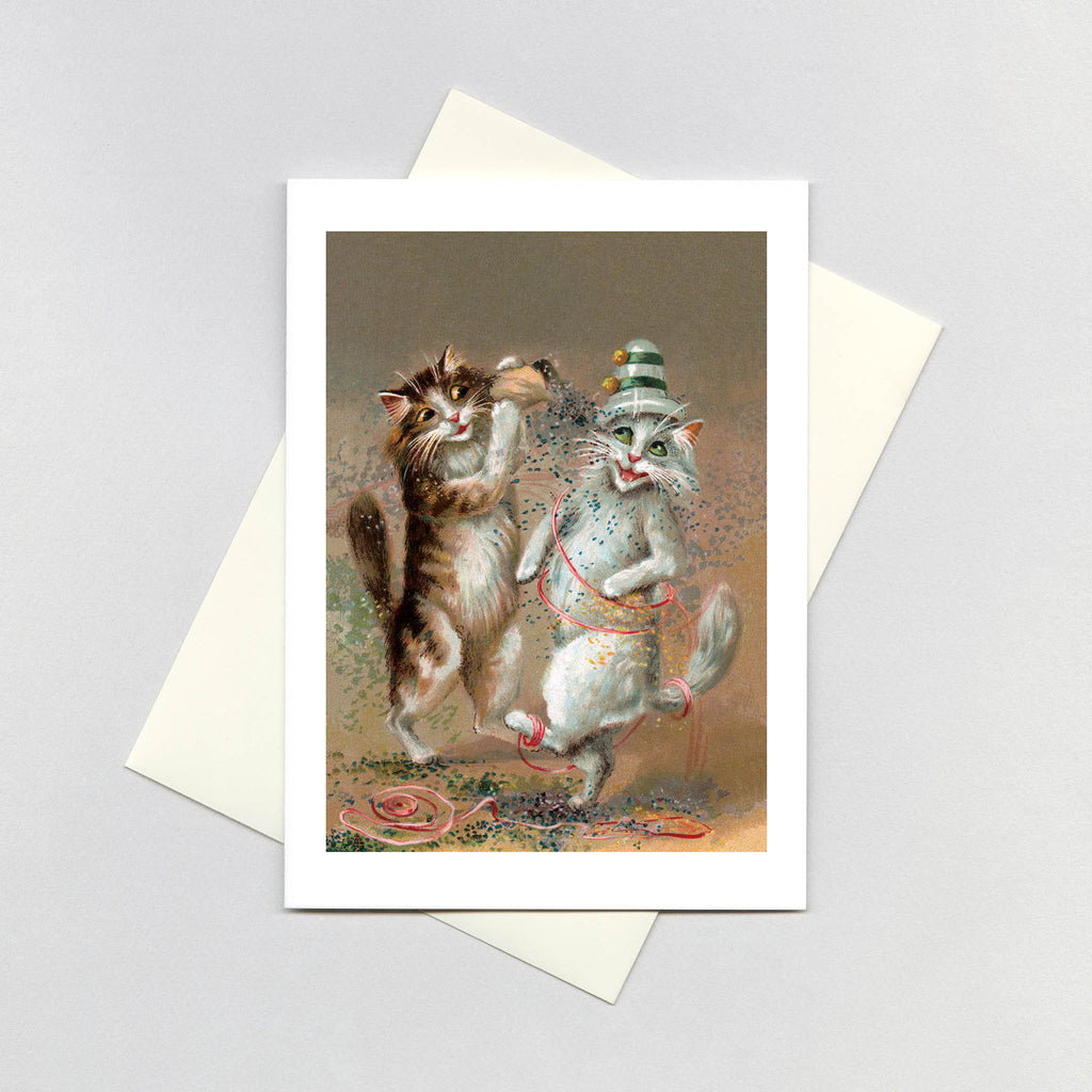 Two Cats Dancing With Confetti - Congratulations Greeting Card